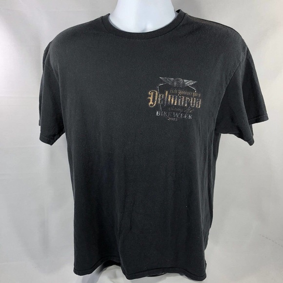 Delmarva Salisbury, MD 2015 Bike Week T-Shirt Men's Large To Medium Double Sided - Picture 8 of 12